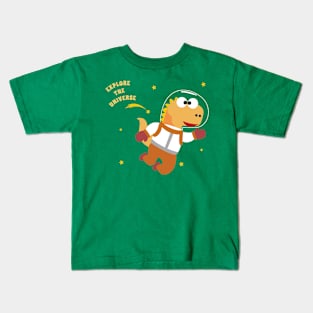 Funny dinosaur in space. Dinosaur in outer space Kids T-Shirt